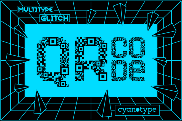 MultiType Glitch QR Code: A Unique Display Font for Trendy Designs